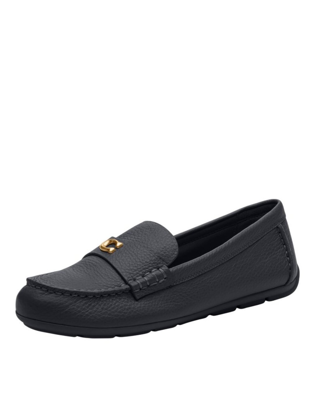 NWT COACH Womens Sculpted C Leather Driver Loafer Shoes Midnight Navy Blue 7.5B